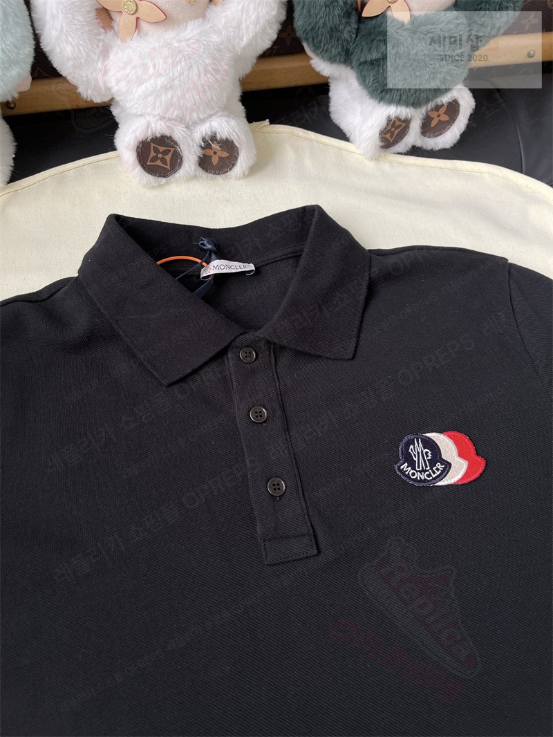 Moncler 몽클레어 로고 패치 코튼 피케 폴로 셔츠 블랙 의류 19번 이미지