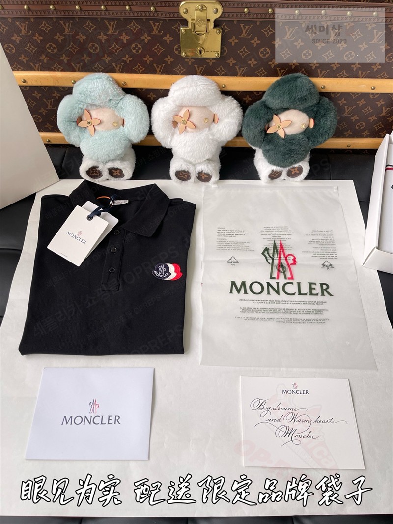 Moncler 몽클레어 로고 패치 코튼 피케 폴로 셔츠 블랙 의류 32번 이미지