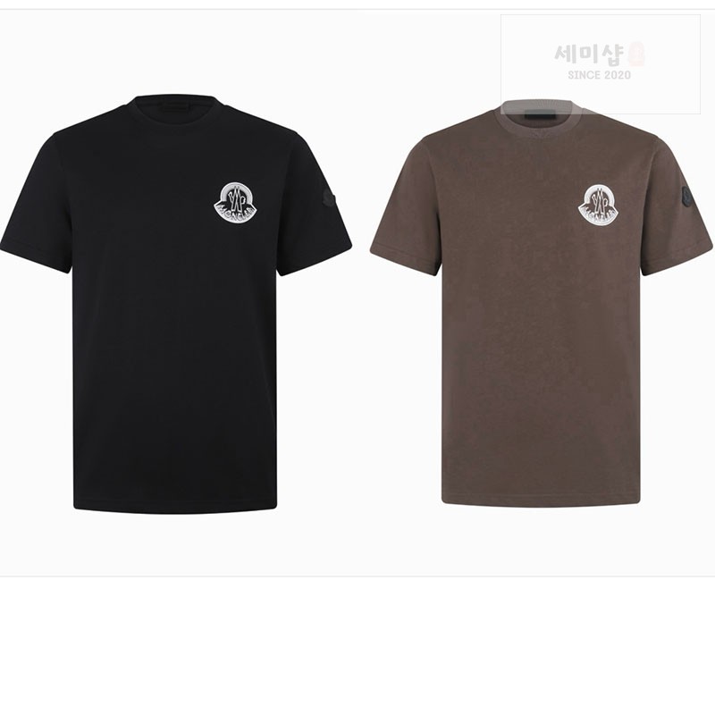 Moncler 몽클레어 로고 프린트 패치 코튼 티셔츠 블랙 의류 1번 이미지