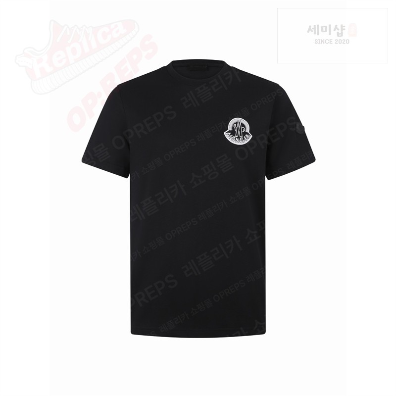 Moncler 몽클레어 로고 프린트 패치 코튼 티셔츠 블랙 의류 14번 이미지