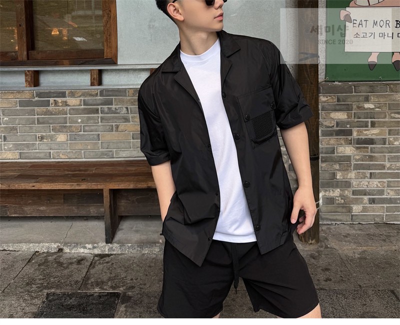 Moncler 몽클레어 립스탑 로고 셔츠 블랙 의류 4번 이미지