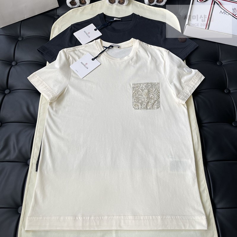 Moncler 몽클레어 마크라메 트리밍 코튼 티셔츠 블랙 의류 1번 이미지