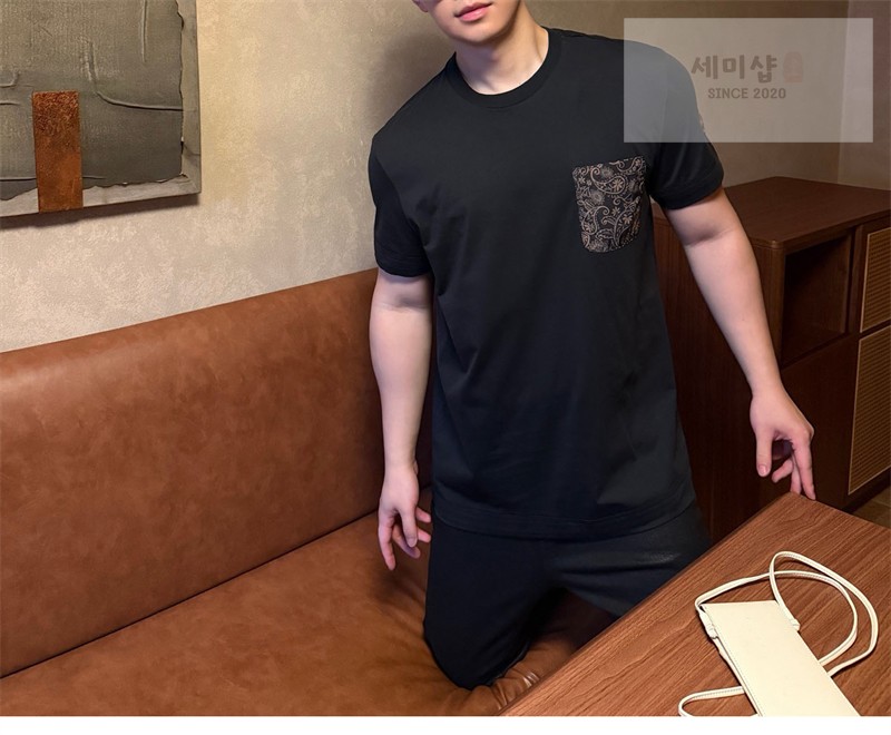 Moncler 몽클레어 마크라메 트리밍 코튼 티셔츠 블랙 의류 3번 이미지