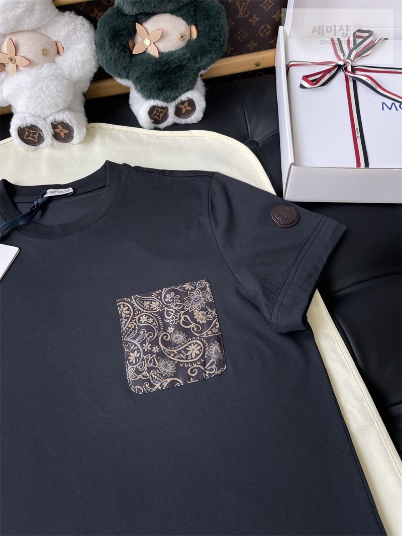 Moncler 몽클레어 마크라메 트리밍 코튼 티셔츠 블랙 의류 24번 이미지