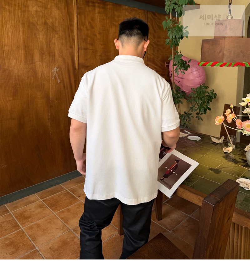 몽클레어 몽클레어 모노그램 코튼 피케 폴로 셔츠 네이비 의류 1번 이미지