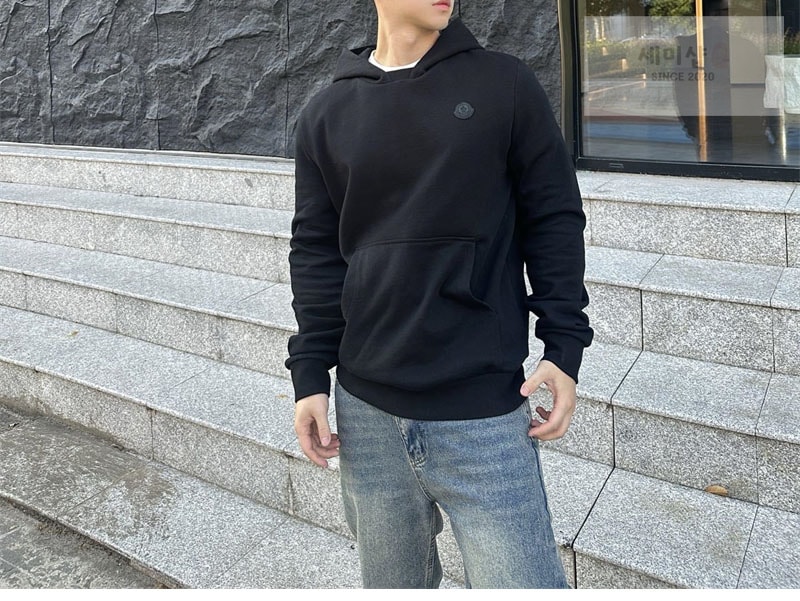 몽클레어 몽클레어 블랙 로고 패치 코튼 후디 （세븐） 의류 8번 이미지