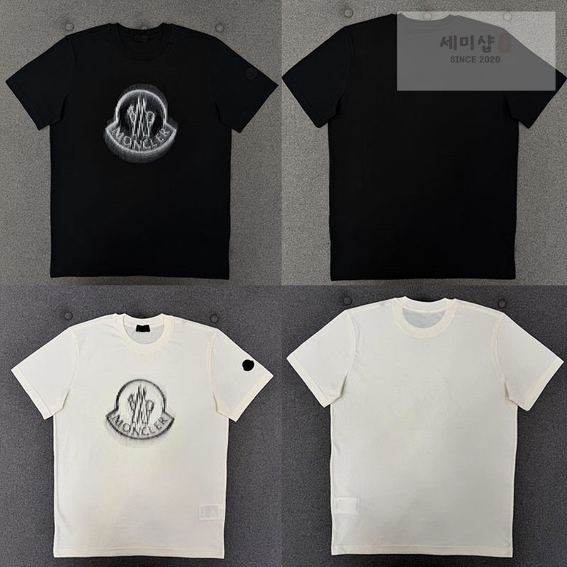 Moncler 몽클레어 블러 로고 코튼 반팔 티셔츠 블랙 의류 1번 이미지