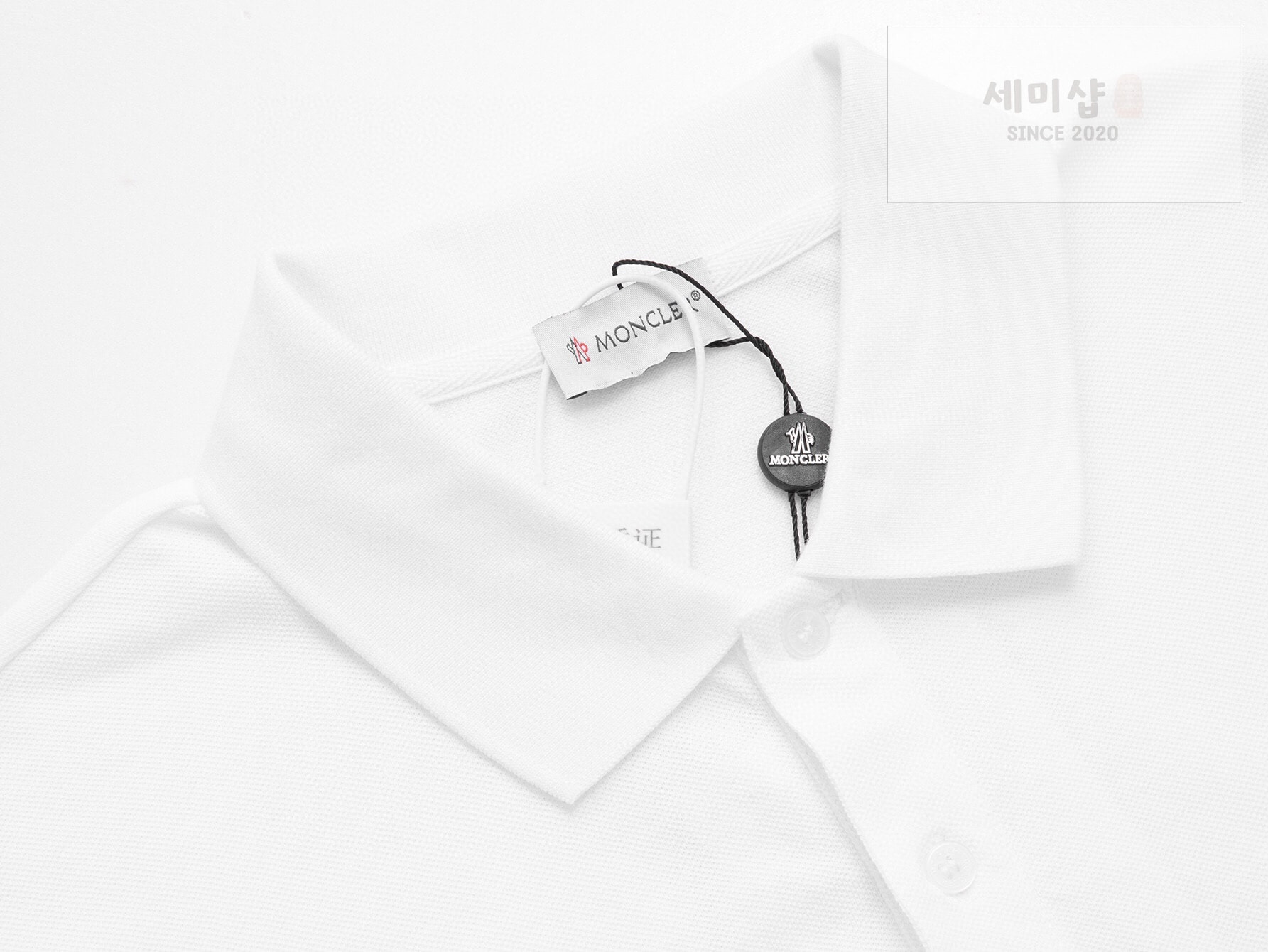 몽클레어 몽클레어 스크립트 로고 피케 셔츠 화이트 의류 3번 이미지