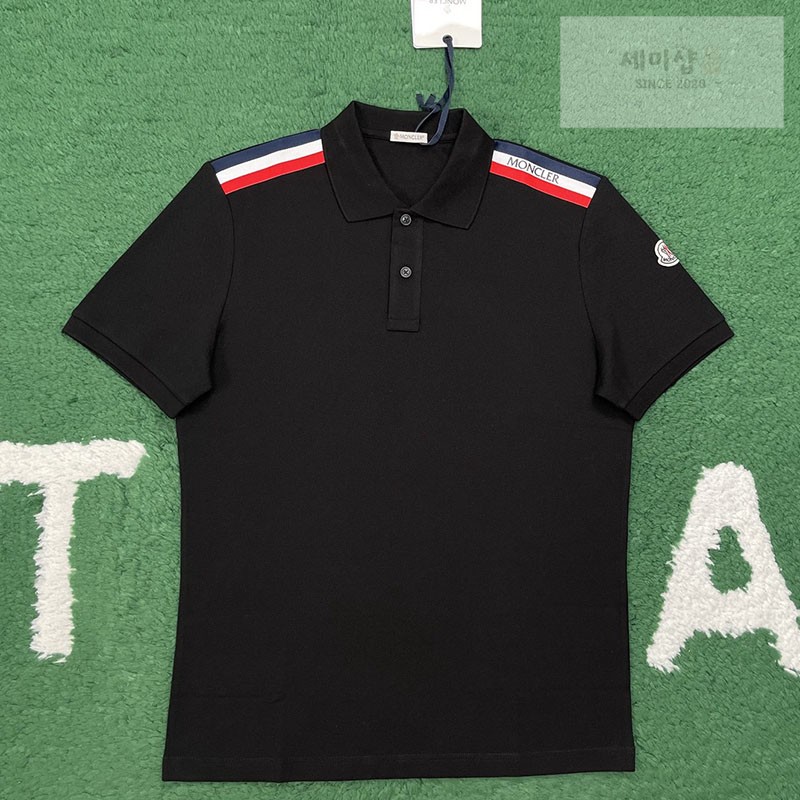 Moncler 몽클레어 스트라이프 트리밍 로고 패치 폴로 셔츠 의류 1번 이미지