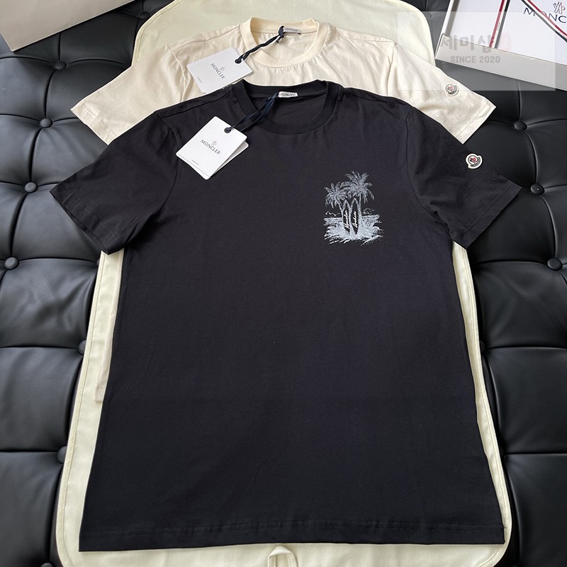 Moncler 몽클레어 야자수 서프보드 그래픽 프린트 반팔 티셔츠 블랙 의류 1번 이미지
