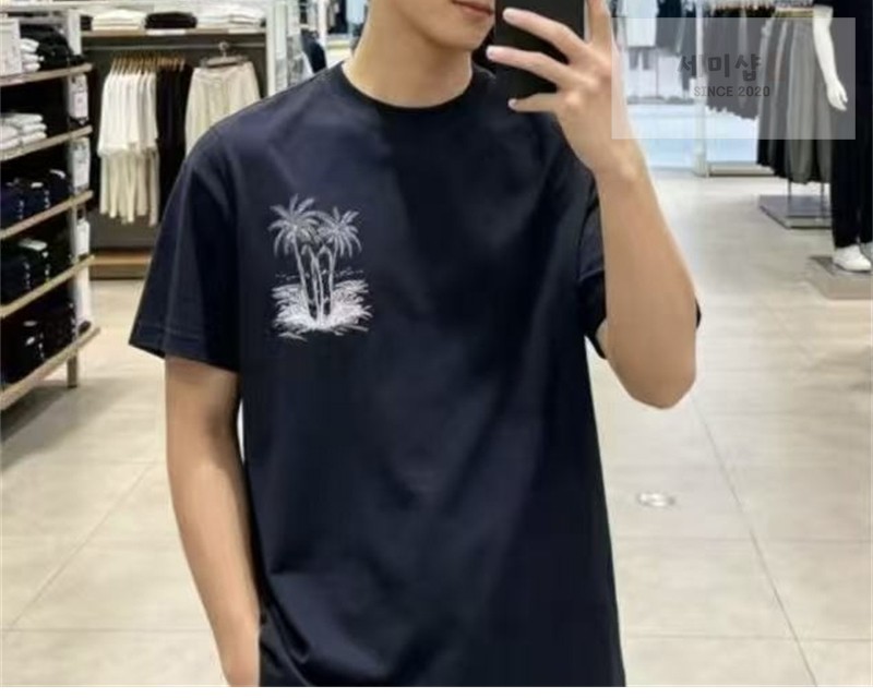 Moncler 몽클레어 야자수 서프보드 그래픽 프린트 반팔 티셔츠 블랙 의류 3번 이미지
