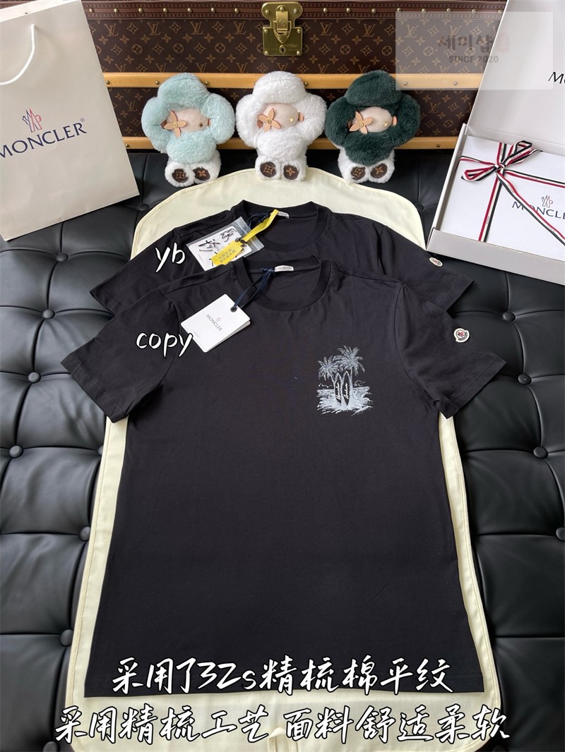 Moncler 몽클레어 야자수 서프보드 그래픽 프린트 반팔 티셔츠 블랙 의류 5번 이미지
