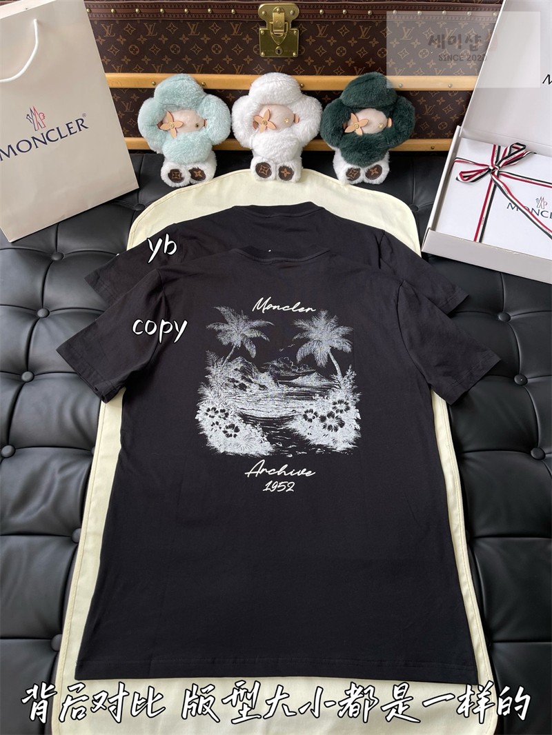 Moncler 몽클레어 야자수 서프보드 그래픽 프린트 반팔 티셔츠 블랙 의류 13번 이미지