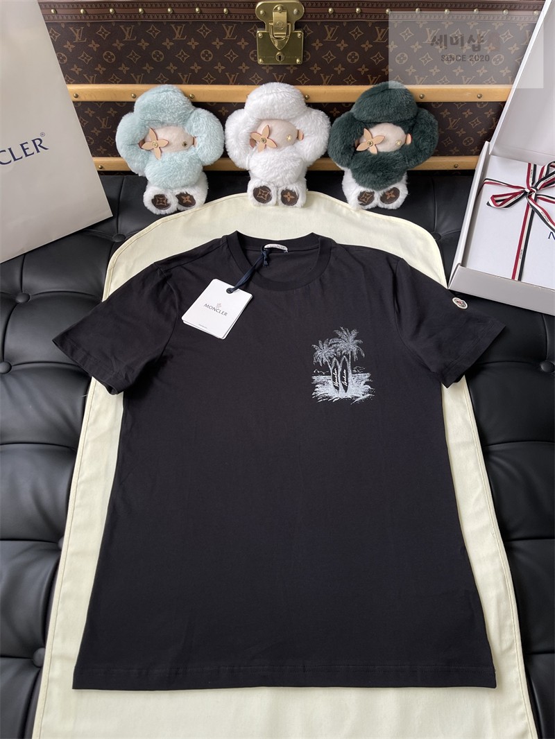 Moncler 몽클레어 야자수 서프보드 그래픽 프린트 반팔 티셔츠 블랙 의류 14번 이미지