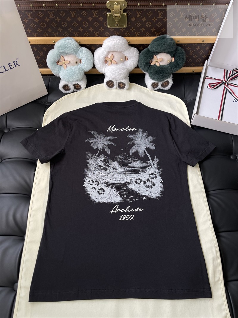 Moncler 몽클레어 야자수 서프보드 그래픽 프린트 반팔 티셔츠 블랙 의류 22번 이미지