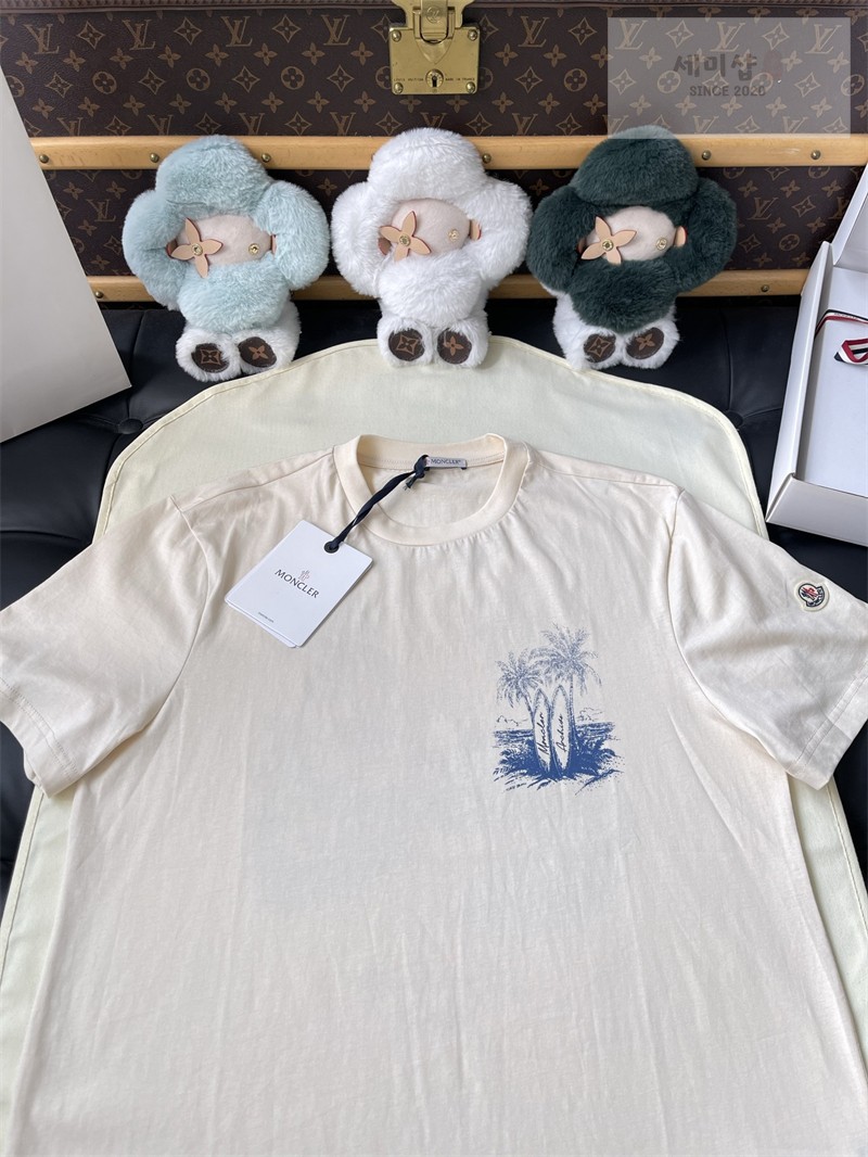 Moncler 몽클레어 야자수 서프보드 그래픽 프린트 반팔 티셔츠 블랙 의류 24번 이미지
