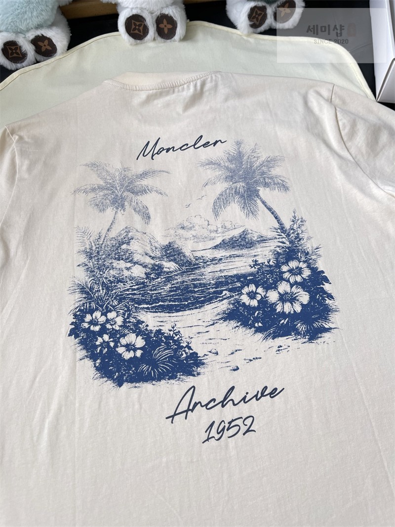 Moncler 몽클레어 야자수 서프보드 그래픽 프린트 반팔 티셔츠 블랙 의류 30번 이미지