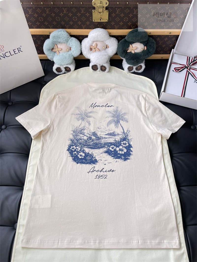Moncler 몽클레어 야자수 서프보드 그래픽 프린트 반팔 티셔츠 블랙 의류 31번 이미지
