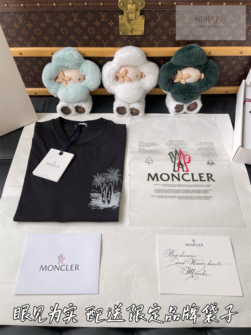 Moncler 몽클레어 야자수 서프보드 그래픽 프린트 반팔 티셔츠 블랙 의류 32번 이미지