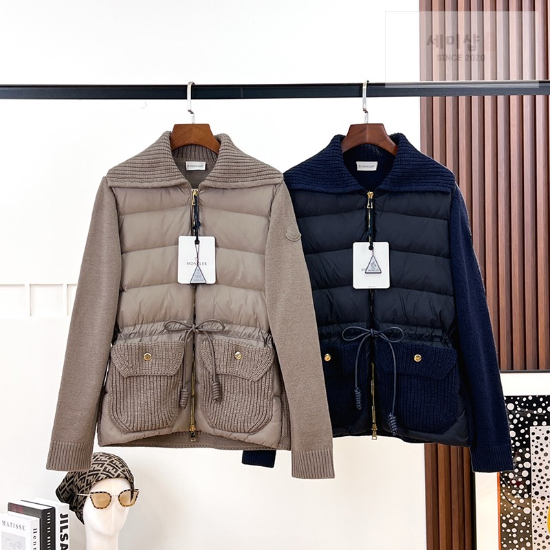 Moncler 몽클레어 울 캐시미어 블렌드 패딩 집업 가디건 베이지 의류 1번 이미지