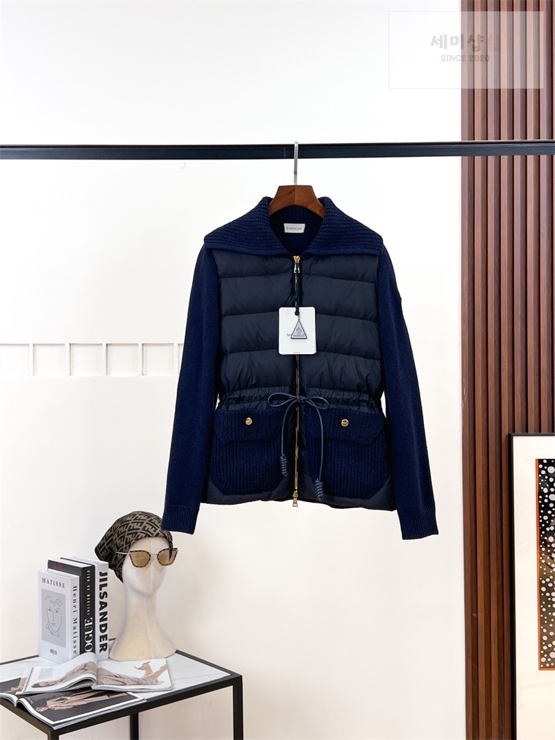Moncler 몽클레어 울 캐시미어 블렌드 패딩 집업 가디건 베이지 의류 4번 이미지