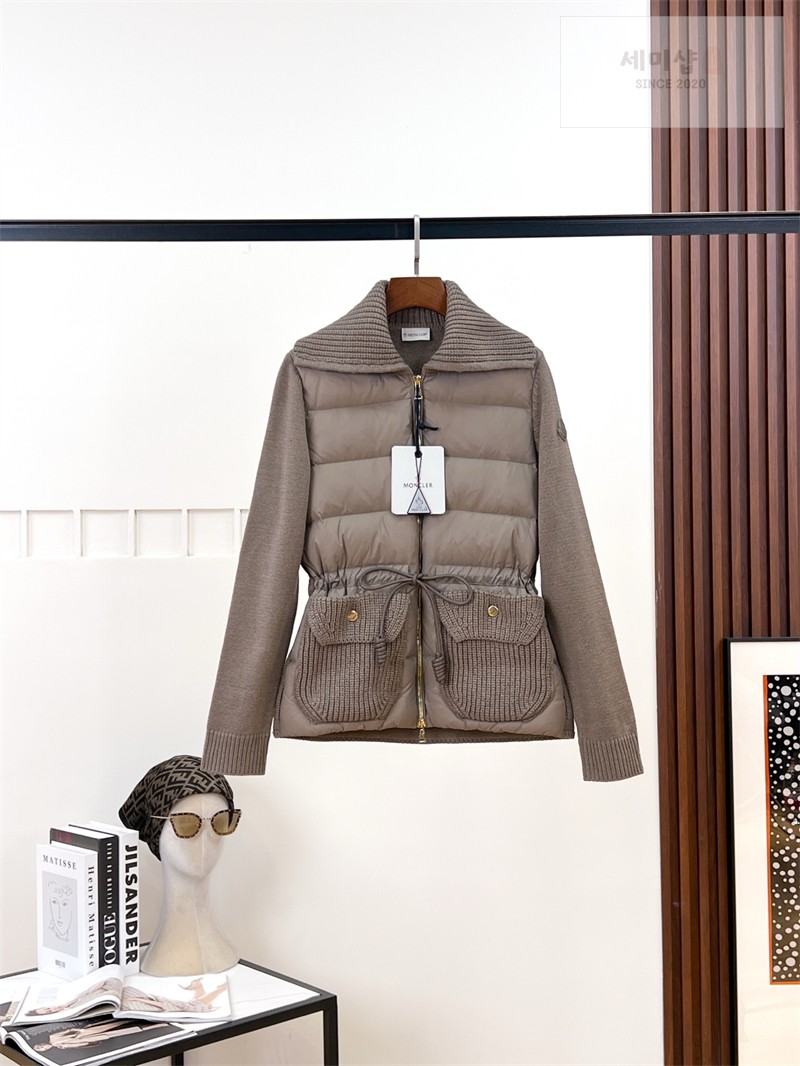 Moncler 몽클레어 울 캐시미어 블렌드 패딩 집업 가디건 베이지 의류 10번 이미지