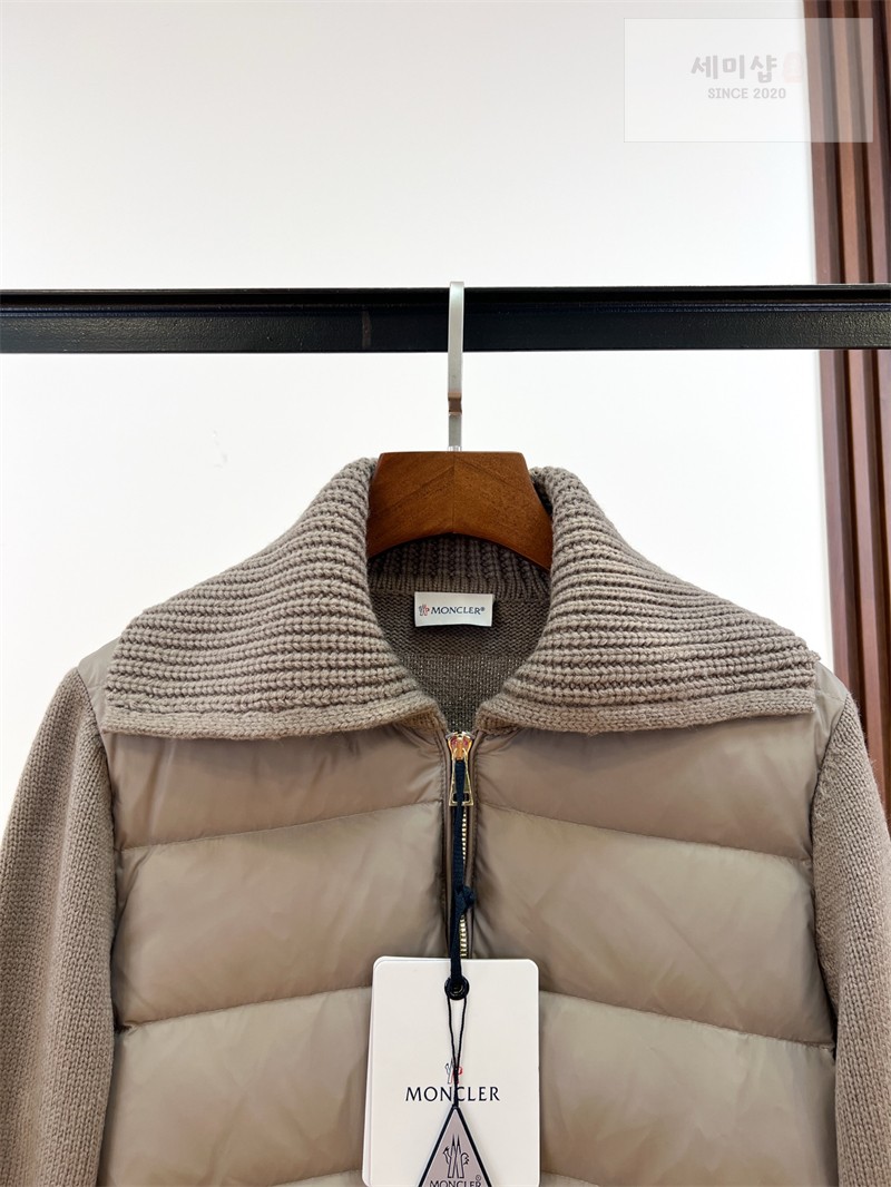 Moncler 몽클레어 울 캐시미어 블렌드 패딩 집업 가디건 베이지 의류 12번 이미지