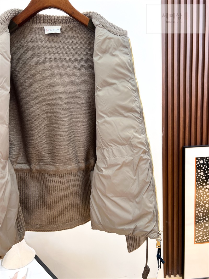 Moncler 몽클레어 울 캐시미어 블렌드 패딩 집업 가디건 베이지 의류 14번 이미지