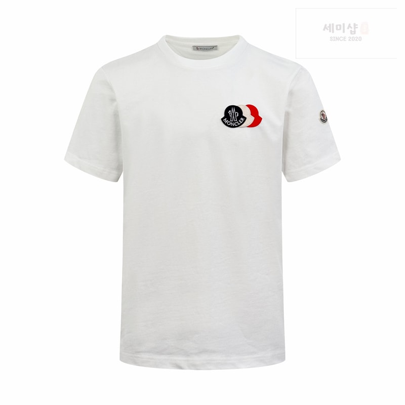 몽클레어 몽클레어 자수 트라이컬러 로고 반팔 티셔츠 화이트 의류 17번 이미지