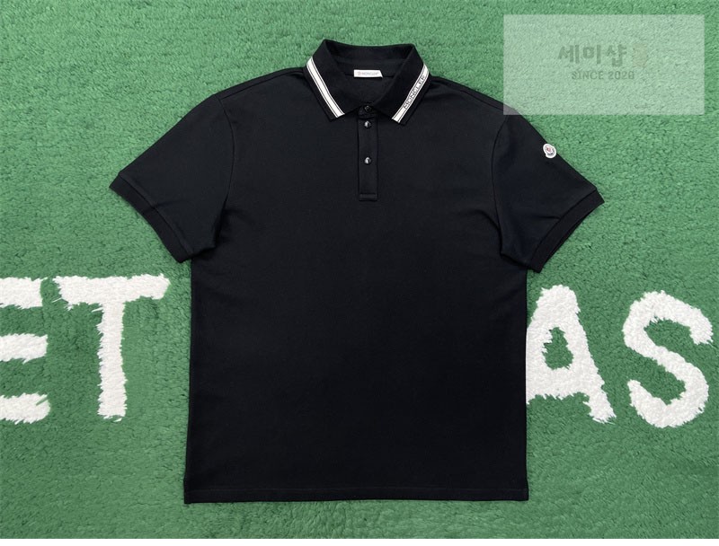 Moncler 몽클레어 카라 스트라이프 코튼 피케 폴로 셔츠 의류 5번 이미지