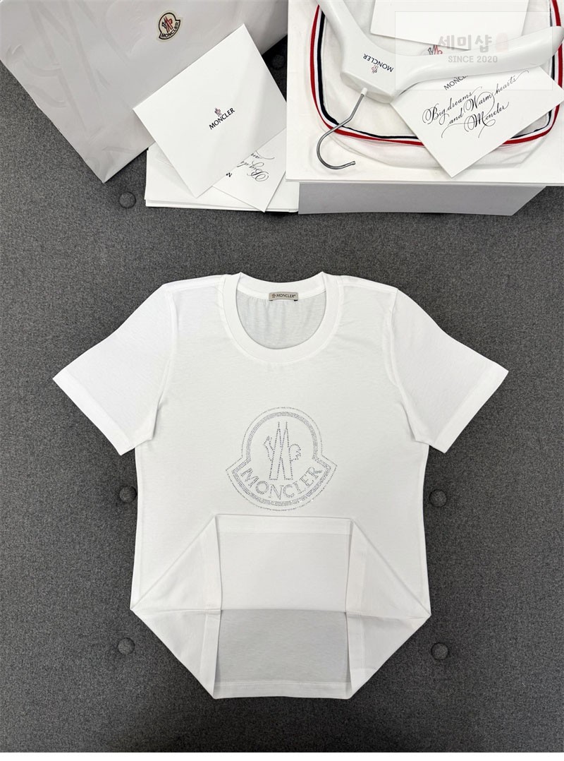 Moncler 몽클레어 크리스탈 로고 티셔츠 화이트 의류 28번 이미지