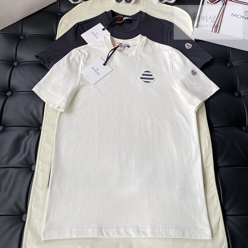 Moncler 몽클레어 트라이컬러 로고 코튼 티셔츠 블랙 의류 37번 이미지