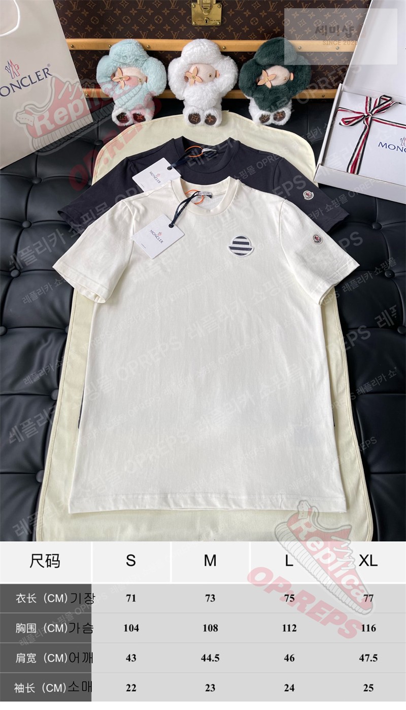 Moncler 몽클레어 트라이컬러 로고 코튼 티셔츠 블랙 의류 38번 이미지