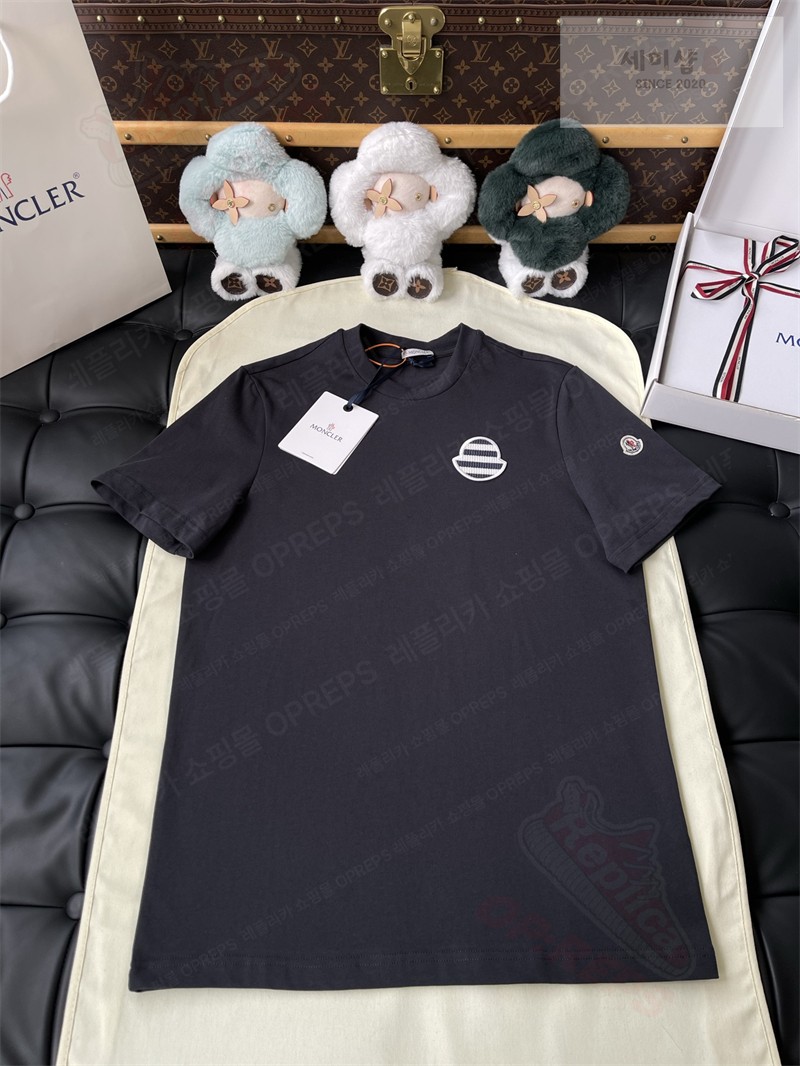 Moncler 몽클레어 트라이컬러 로고 코튼 티셔츠 블랙 의류 22번 이미지