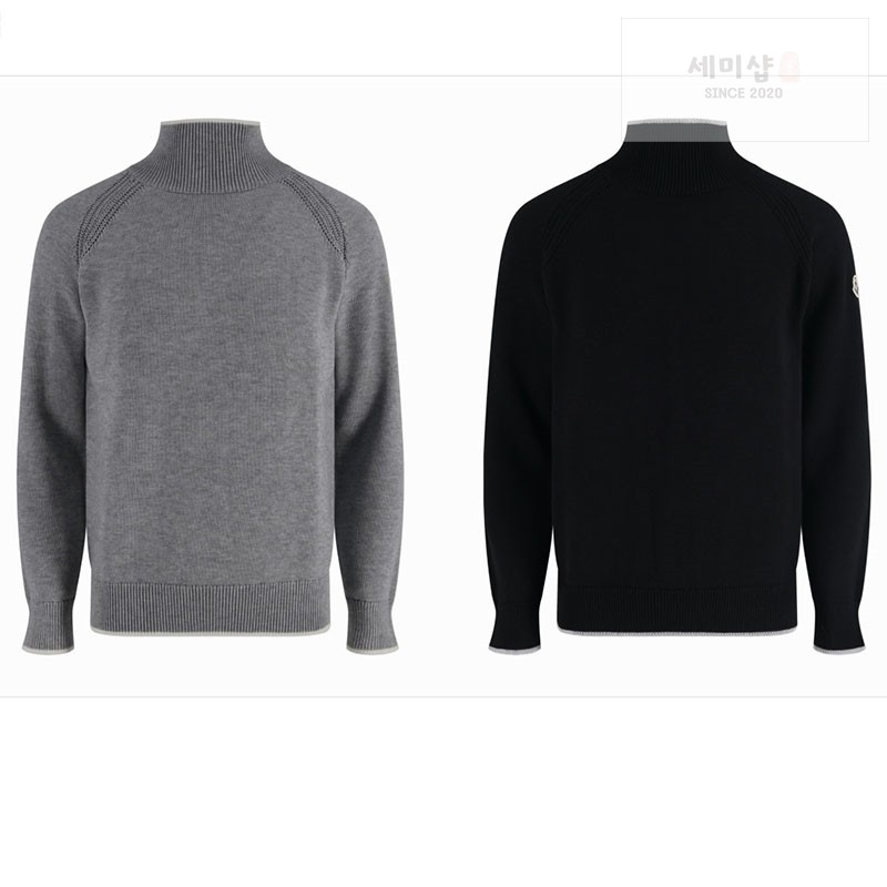 Moncler 몽클레어 패치로고 골지 터틀넥 니트 스웨터 블랙 의류 1번 이미지
