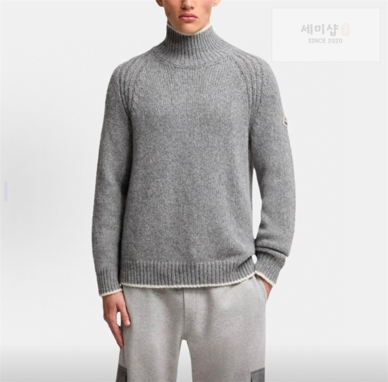 Moncler 몽클레어 패치로고 골지 터틀넥 니트 스웨터 블랙 의류 3번 이미지