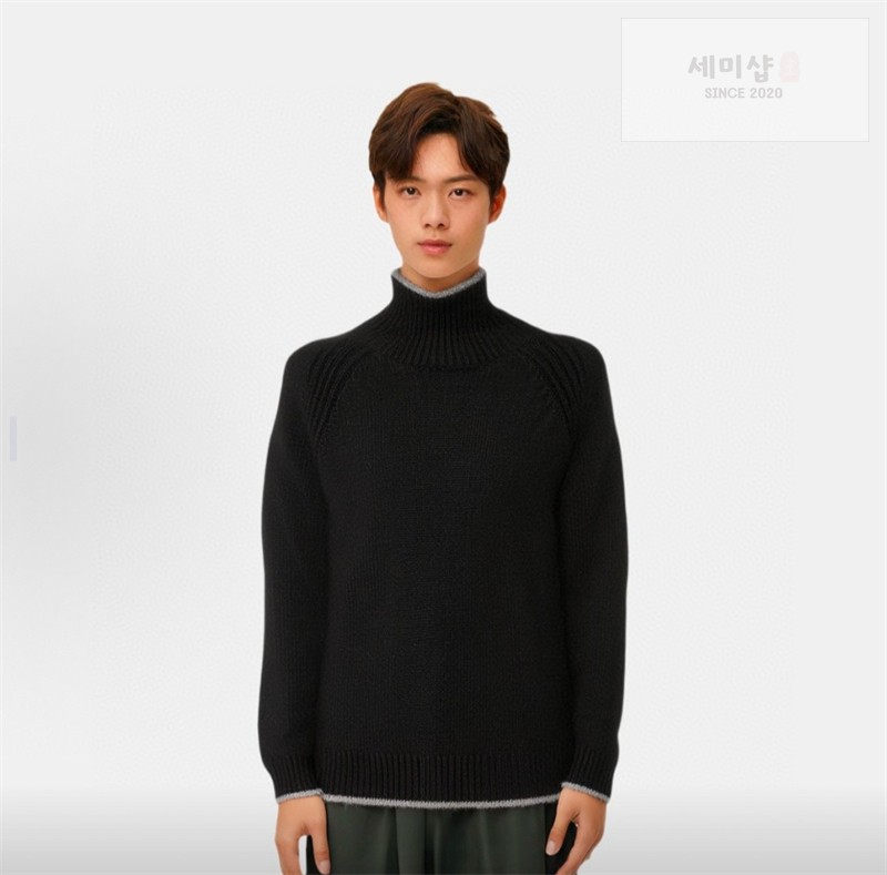 Moncler 몽클레어 패치로고 골지 터틀넥 니트 스웨터 블랙 의류 4번 이미지