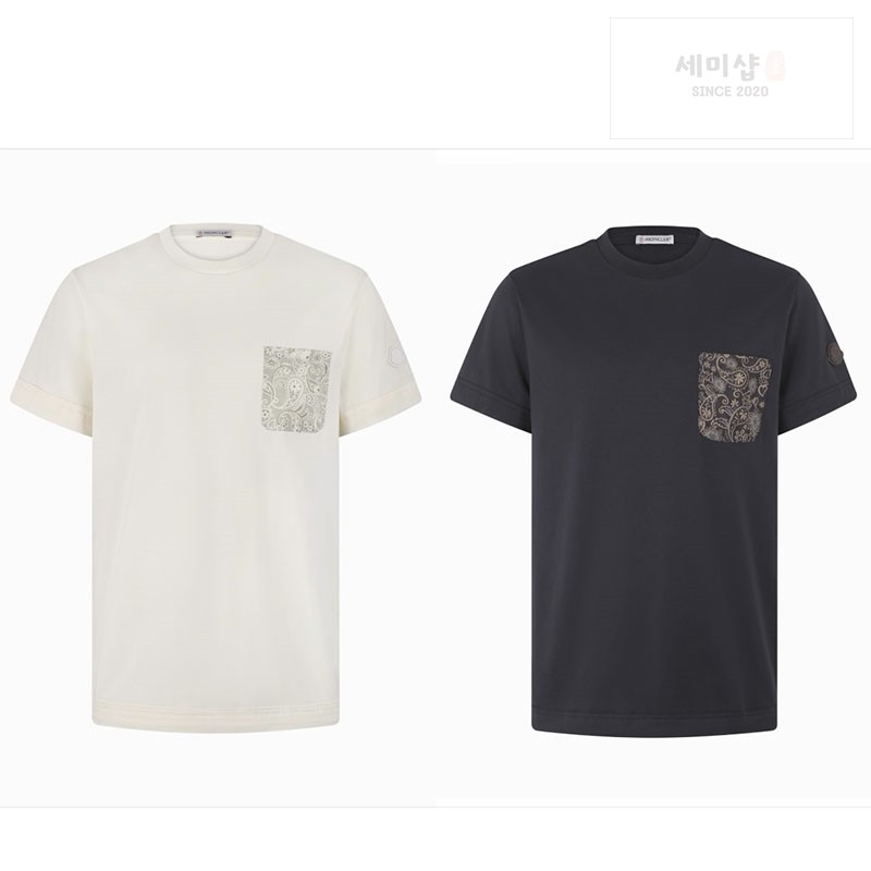 Moncler 몽클레어 페이즐리 프린트 포켓 코튼 티셔츠 블랙 의류 1번 이미지
