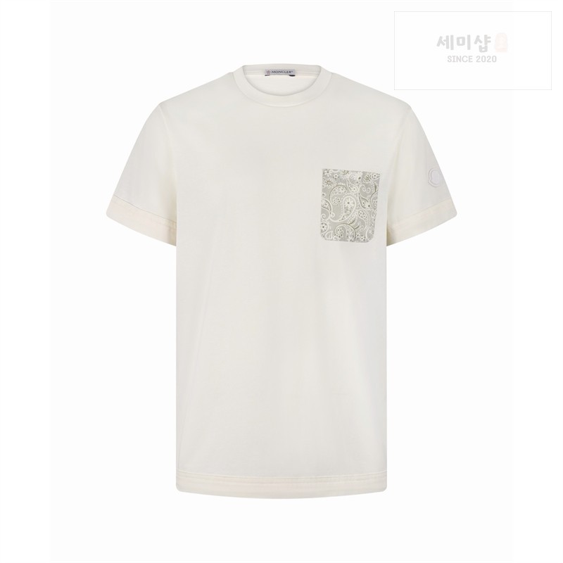 Moncler 몽클레어 페이즐리 프린트 포켓 코튼 티셔츠 블랙 의류 5번 이미지