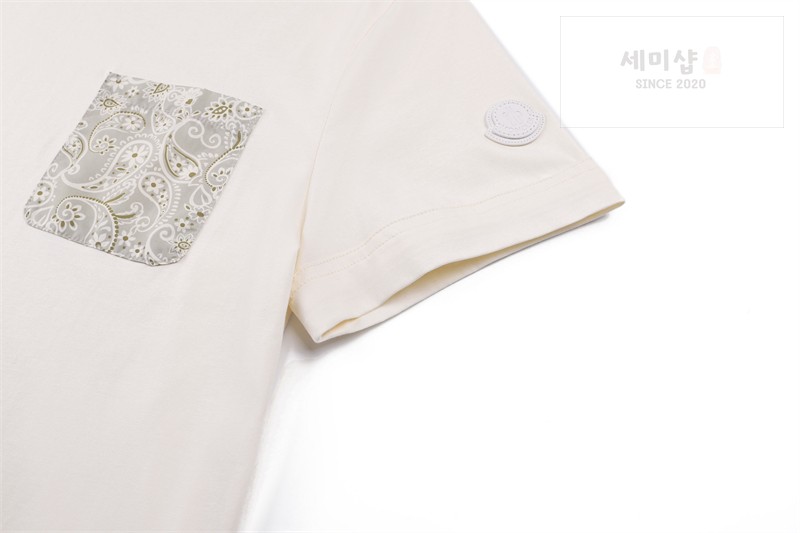 Moncler 몽클레어 페이즐리 프린트 포켓 코튼 티셔츠 블랙 의류 9번 이미지