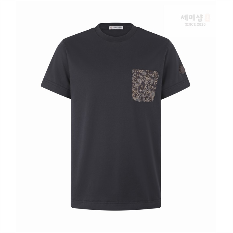 Moncler 몽클레어 페이즐리 프린트 포켓 코튼 티셔츠 블랙 의류 14번 이미지