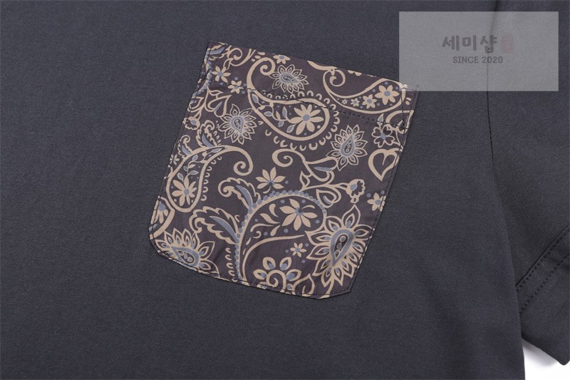 Moncler 몽클레어 페이즐리 프린트 포켓 코튼 티셔츠 블랙 의류 19번 이미지
