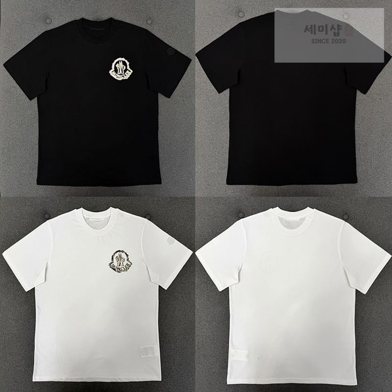 Moncler 몽클레어 펠트 로고 와펜 코튼 반팔 티셔츠 블랙 의류 1번 이미지