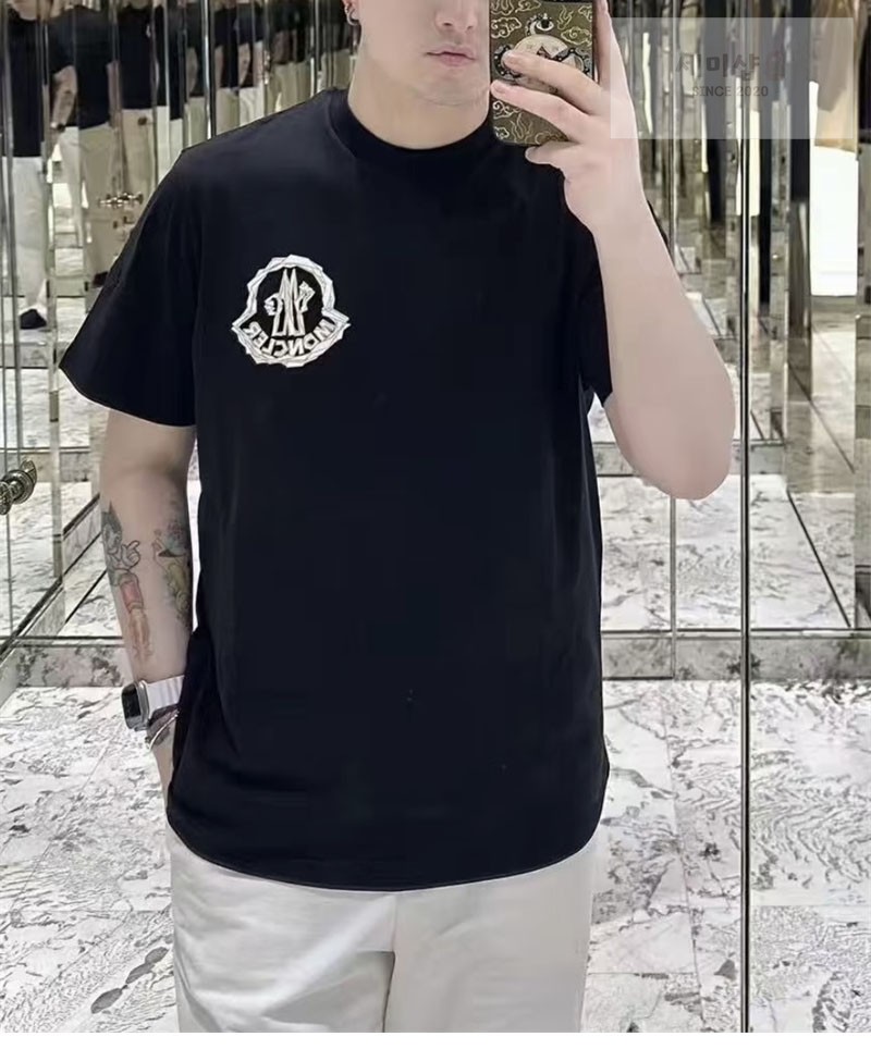 Moncler 몽클레어 펠트 로고 와펜 코튼 반팔 티셔츠 블랙 의류 3번 이미지