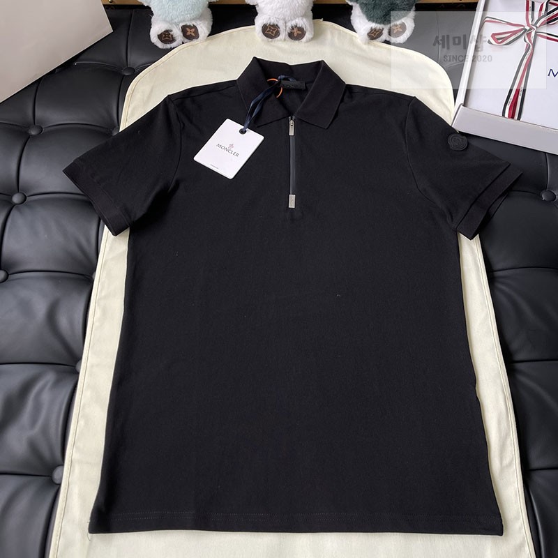 Moncler 몽클레어 하프 집업 로고 패치 코튼 피케 폴로 셔츠 의류 1번 이미지