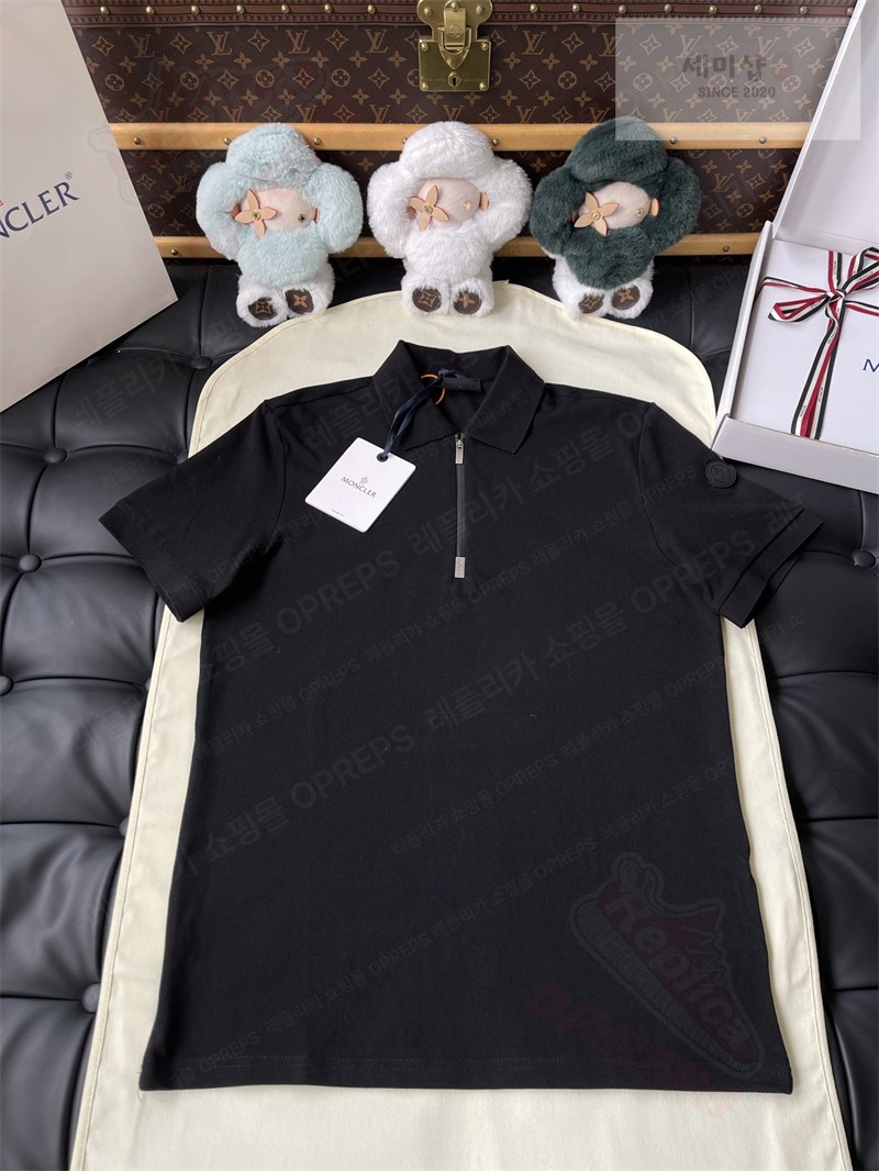 Moncler 몽클레어 하프 집업 로고 패치 코튼 피케 폴로 셔츠 의류 14번 이미지