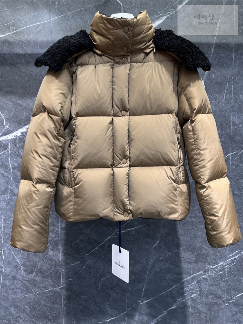 Moncler 몽클레어 Castelnou 카스텔노우 스퀘어 퀼팅 후드 숏 다운 패딩 자켓 브라운 의류 5번 이미지