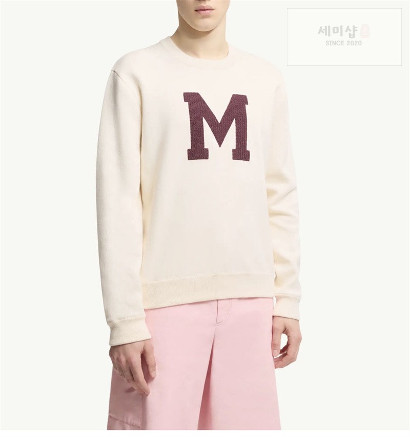 Moncler 몽클레어 M 로고 아플리케 코튼 블렌드 스웨터 네이비 의류 3번 이미지