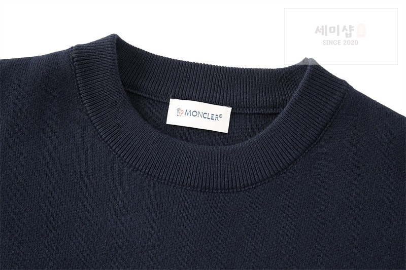 Moncler 몽클레어 M 로고 아플리케 코튼 블렌드 스웨터 네이비 의류 7번 이미지