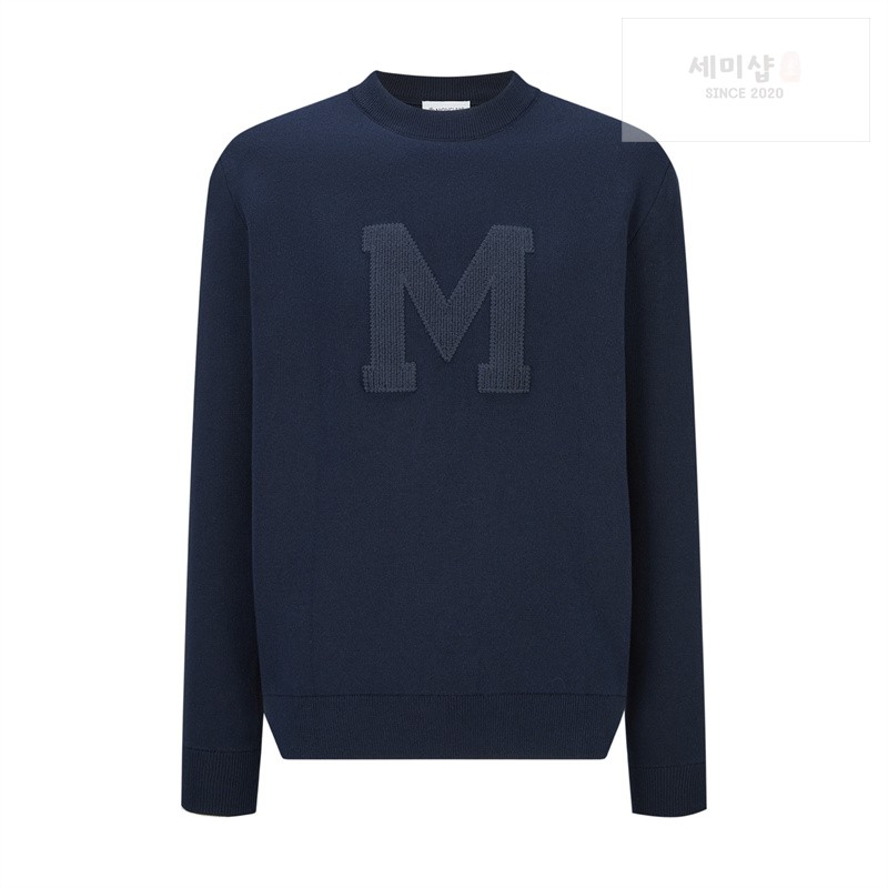 Moncler 몽클레어 M 로고 아플리케 코튼 블렌드 스웨터 네이비 의류 10번 이미지